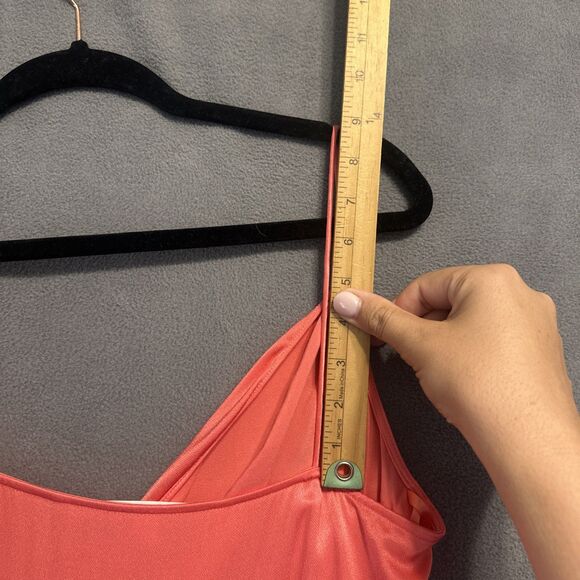 Veronica Beard Natasha Slip Dress Ruched Slit Maxi Size 8 Coral Wedding Guest - Picture 12 of 12